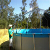 Dome framework being attached to the above ground bladder pool