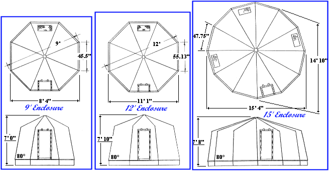 Spa Enclosure Diagrams with dimensions