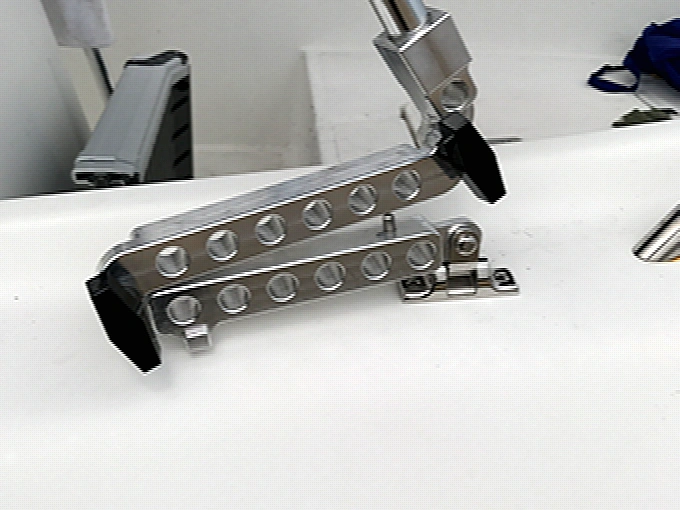 Bimini Butler height adjuster hardware installed on a boat