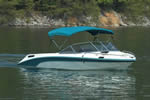 3 Bow Aquamarine Sunbrella Bimini Top - Stopped and Drifting