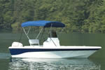 3 Bow Pacific Blue Sunbrella Bimini Top On Center Console Boat