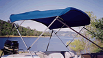 Close up of 3 Bow Pacific Blue Sunbrella Bimini Top