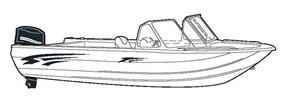 Aluminum fishing boat with high windshield mounted forward