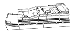pontoon with bimini top and rails that partially enclose the deck