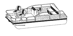 pontoon with low rails or fishing chairs at the aft end of the deck