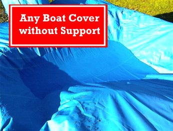 Boat cover damaged by standing water without proper support