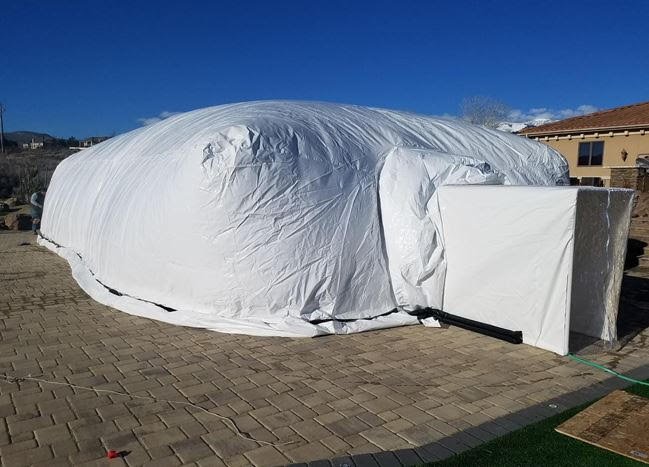 Construction dome fully inflated