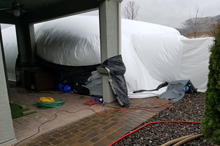 Construction Dome - Plastic on pillars to prevent dome chafing.