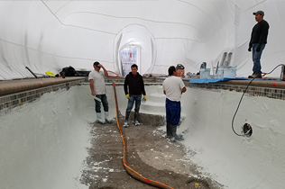 Construction Dome - Inside view - work in progress, laying plaster.