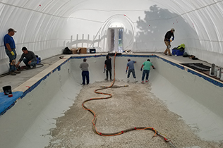 Construction Dome - Inside view laying plaster