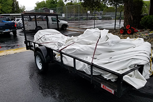 Construction Dome - secured to trailer