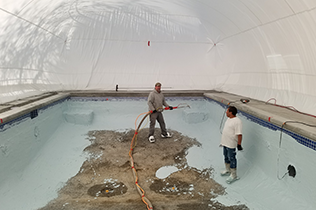 Construction Dome - Inside view laying plaster