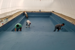 Construction Dome - Inside view of work in progress of laying plaster.