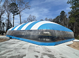 Blue pool dome - Exterior, longer side.
