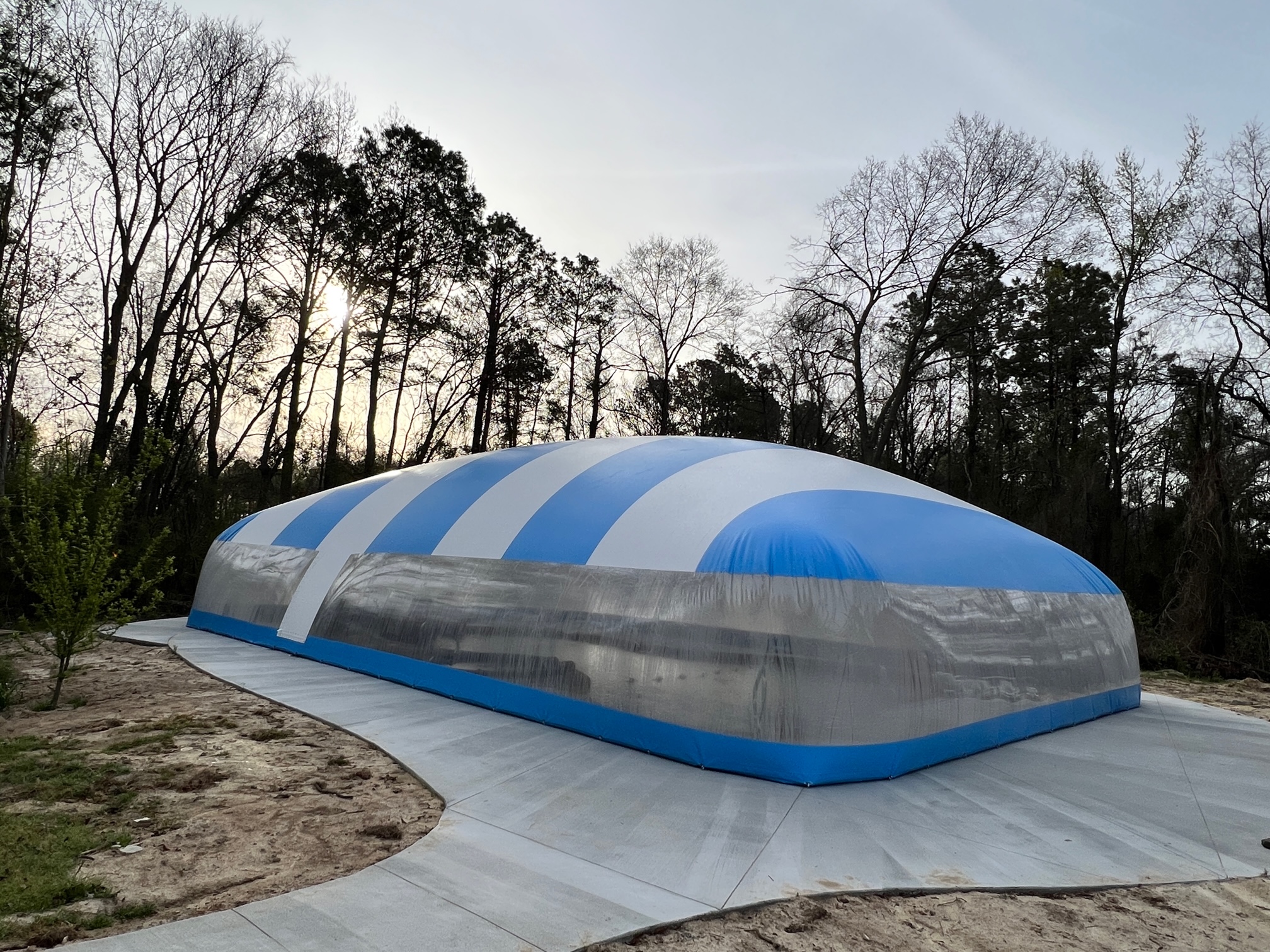 Completed blue and white residential Ameri-Dome