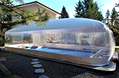 white residential pool dome side view