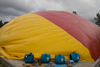 Four blowers to inflate dome