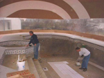 Setting Tile Under Inflated Pool Dome