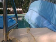 Small dome on a large pool before the weighted cable system
