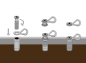 Diagram showing a water-ballast anchor insert tied to an existing brass anchor