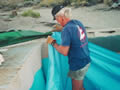 Installing a custom liner in a pool from tires