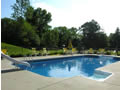 Landscaped view of swimminig pool and new liner