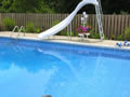 New pool liner with slide and decorative flowers