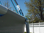 Side view of a new Sundome on a soft-sided pool