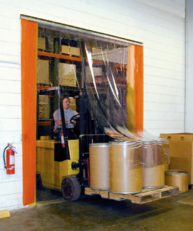 PVC Vinyl Strip Doors - TMI Save-T w/ Forklift